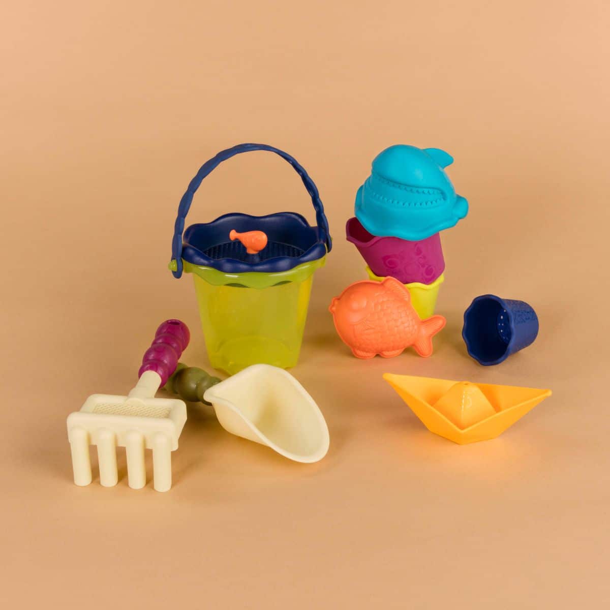 Beach toys and translucent blue wagon