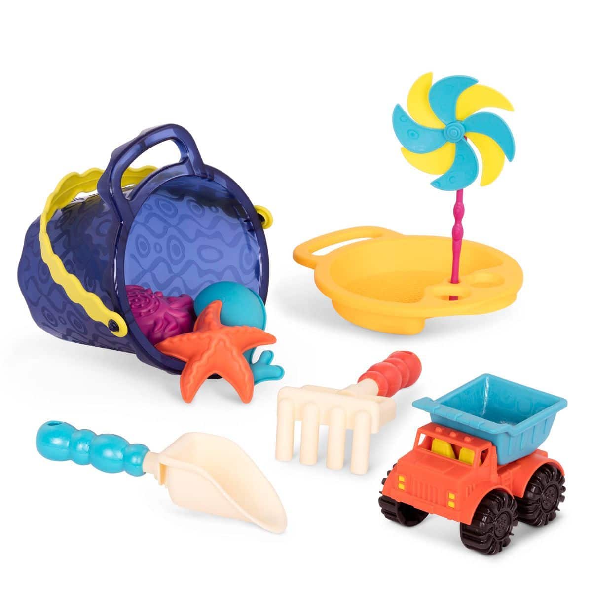 Dump truck duo and beach toys