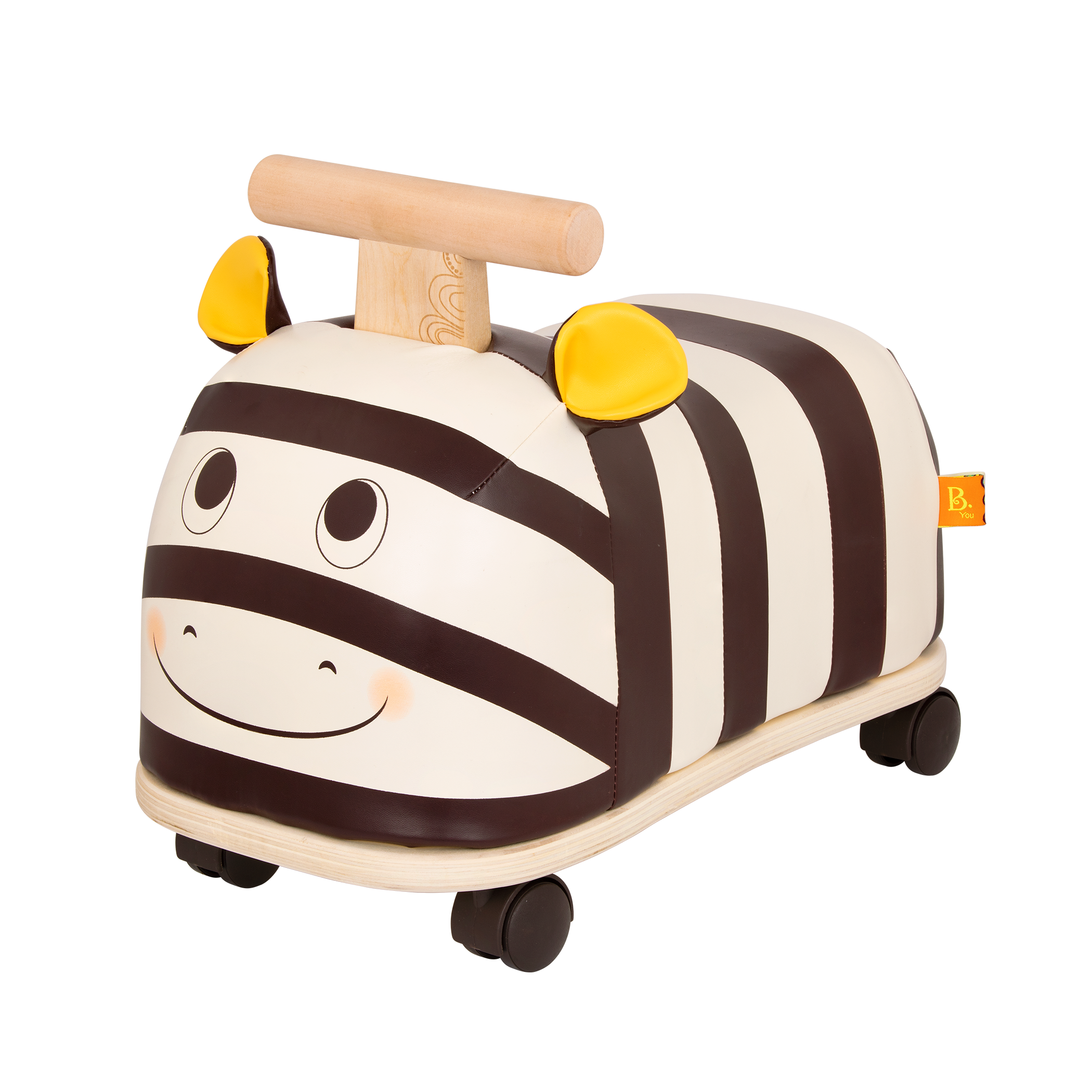 Wooden zebra ride-on.