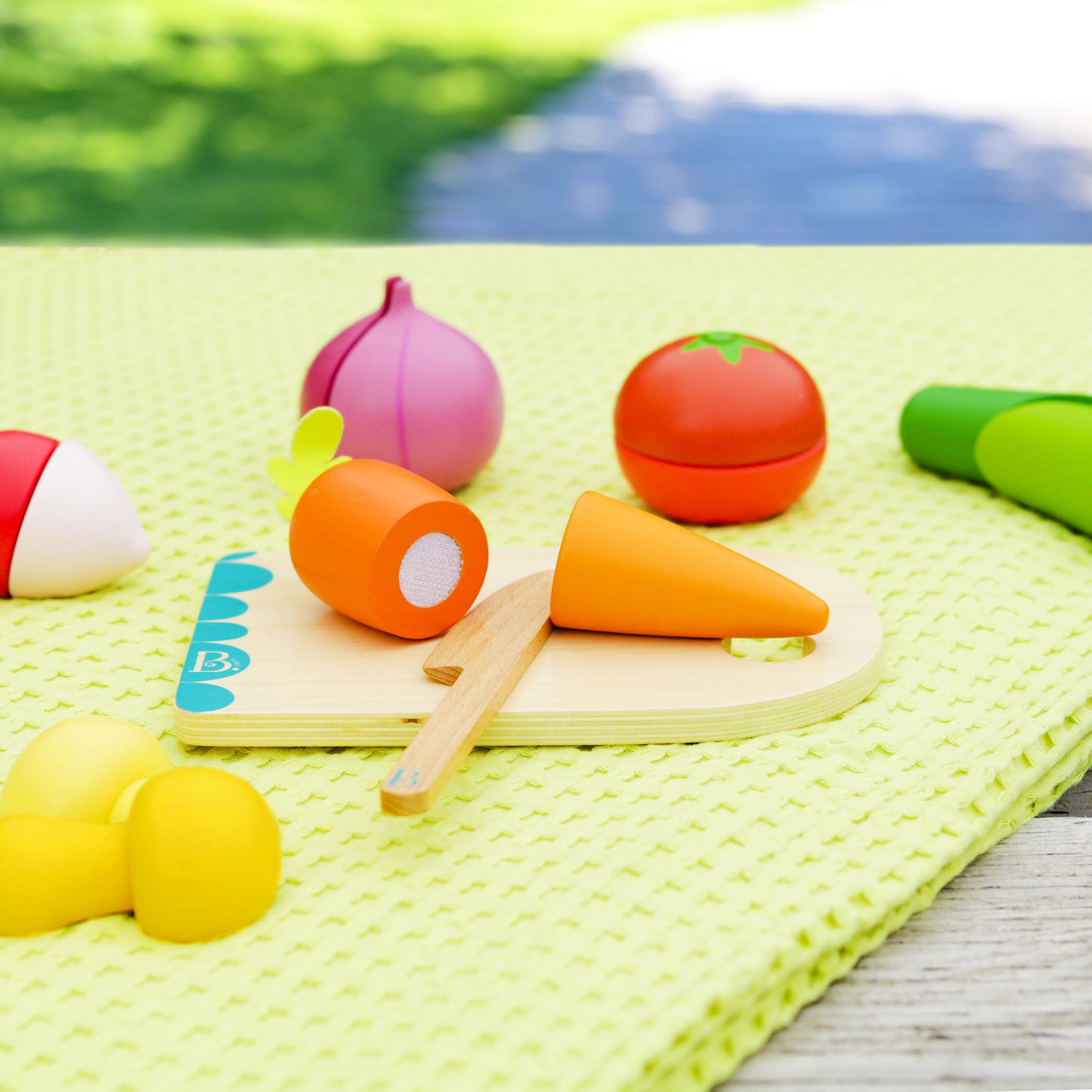 Wooden toy vegetables.